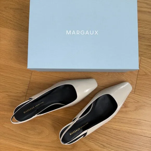 BRAND NEW Margaux The Sofia Sling - Ecru Crinkle Patent (39) - Picture 7 of 14